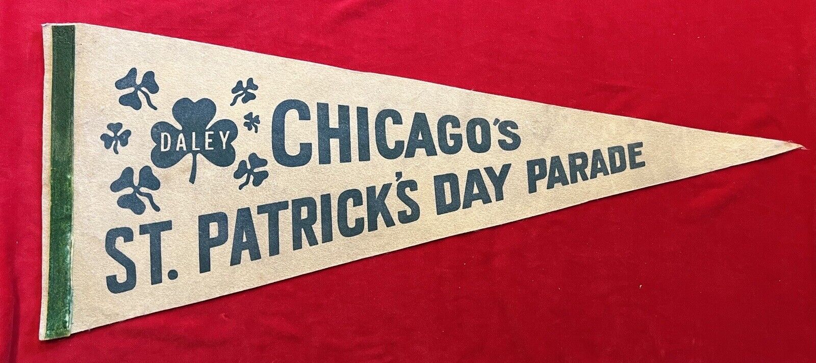 Vintage 1960’s Chicago St. Patrick’s Day Parade Pennant Mayor Daley  St Pat’s