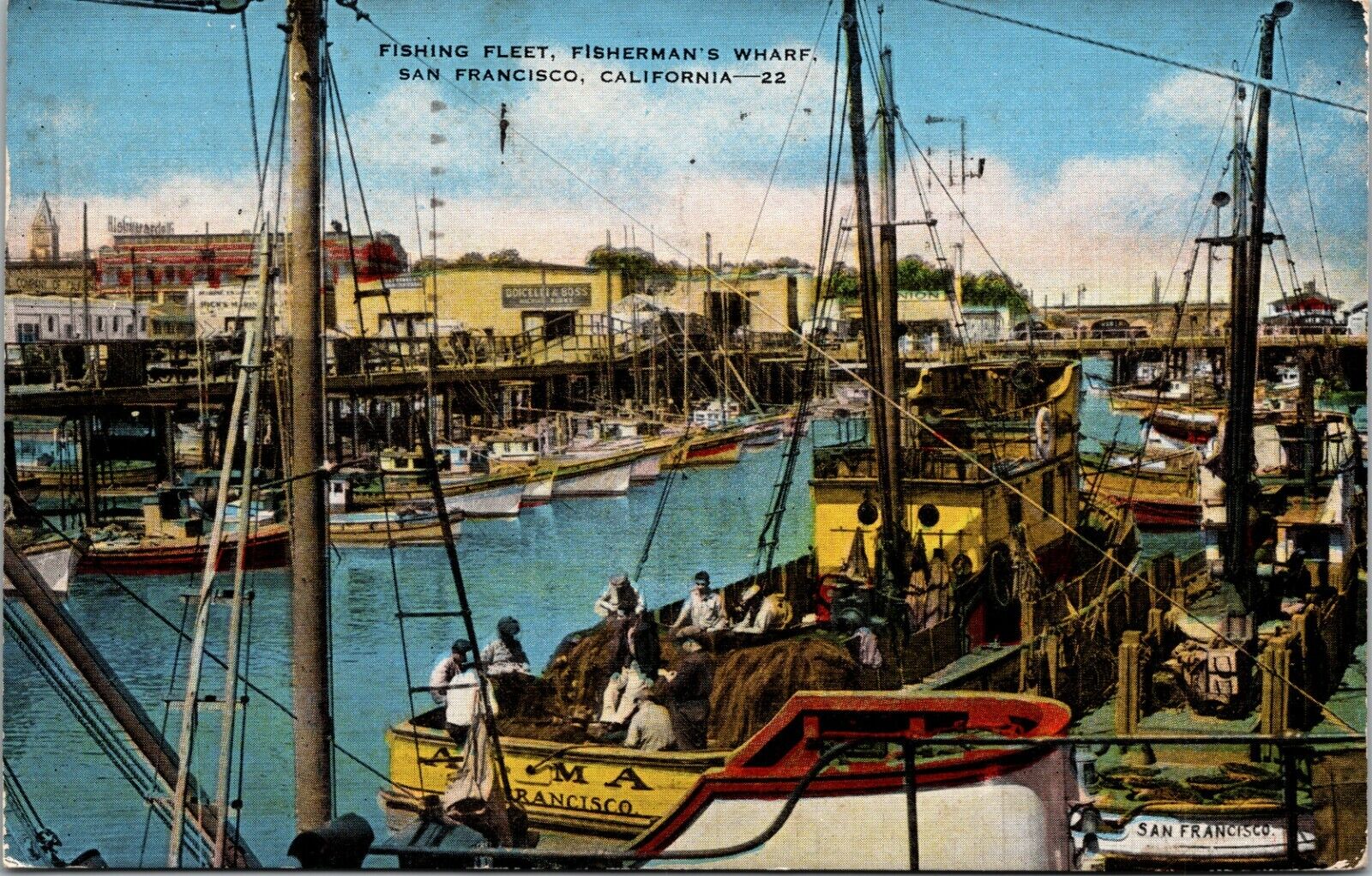 Postcard, San Francisco, California, Fisherman\'s Wharf, Fishing Fleet, 1954