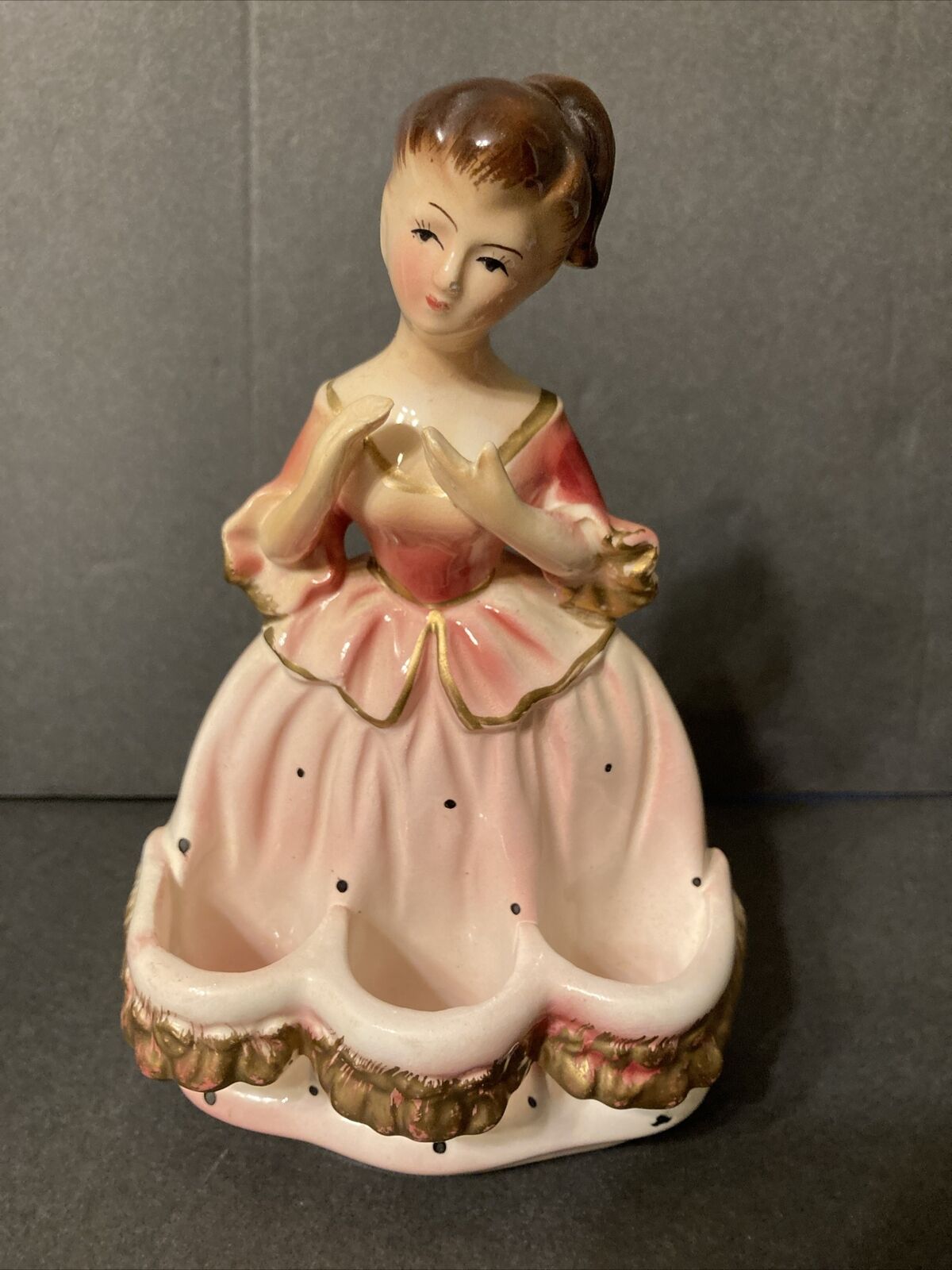 Mid-Century CHADWICK Vintage LADY In PINK Ceramic LIPSTICK HOLDER  -1950's