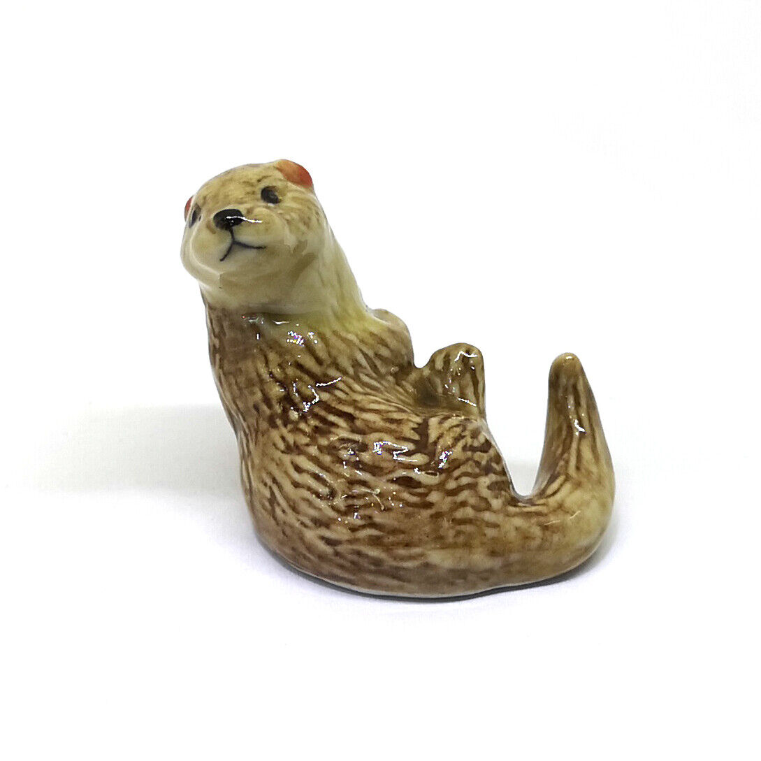 Craft Gift Miniature Collectible Porcelain Ceramic Otter Figurine Animal Zoo