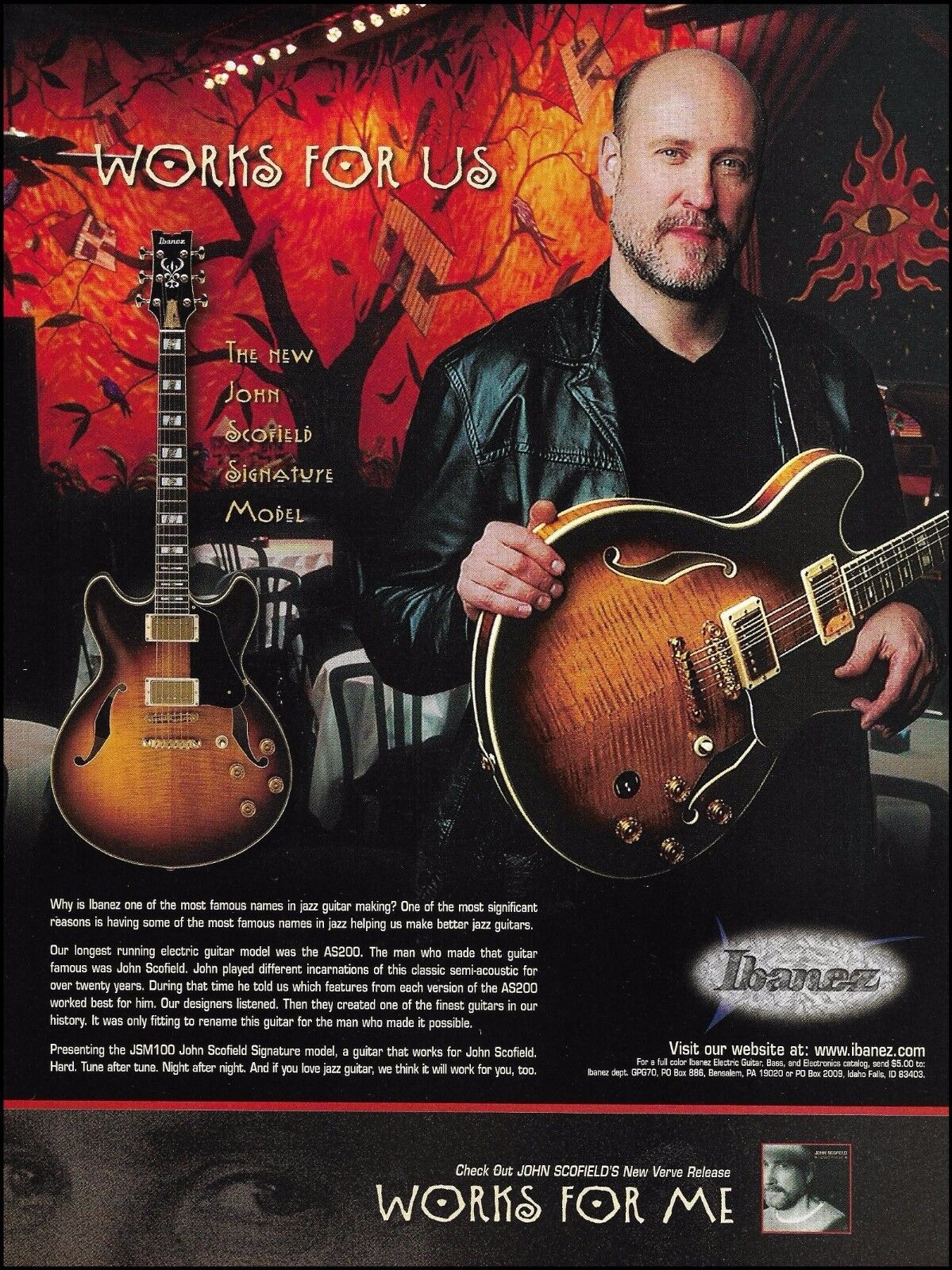 John Scofield Signature Ibanez Model JSM100 guitar ad 2001 advertisement print
