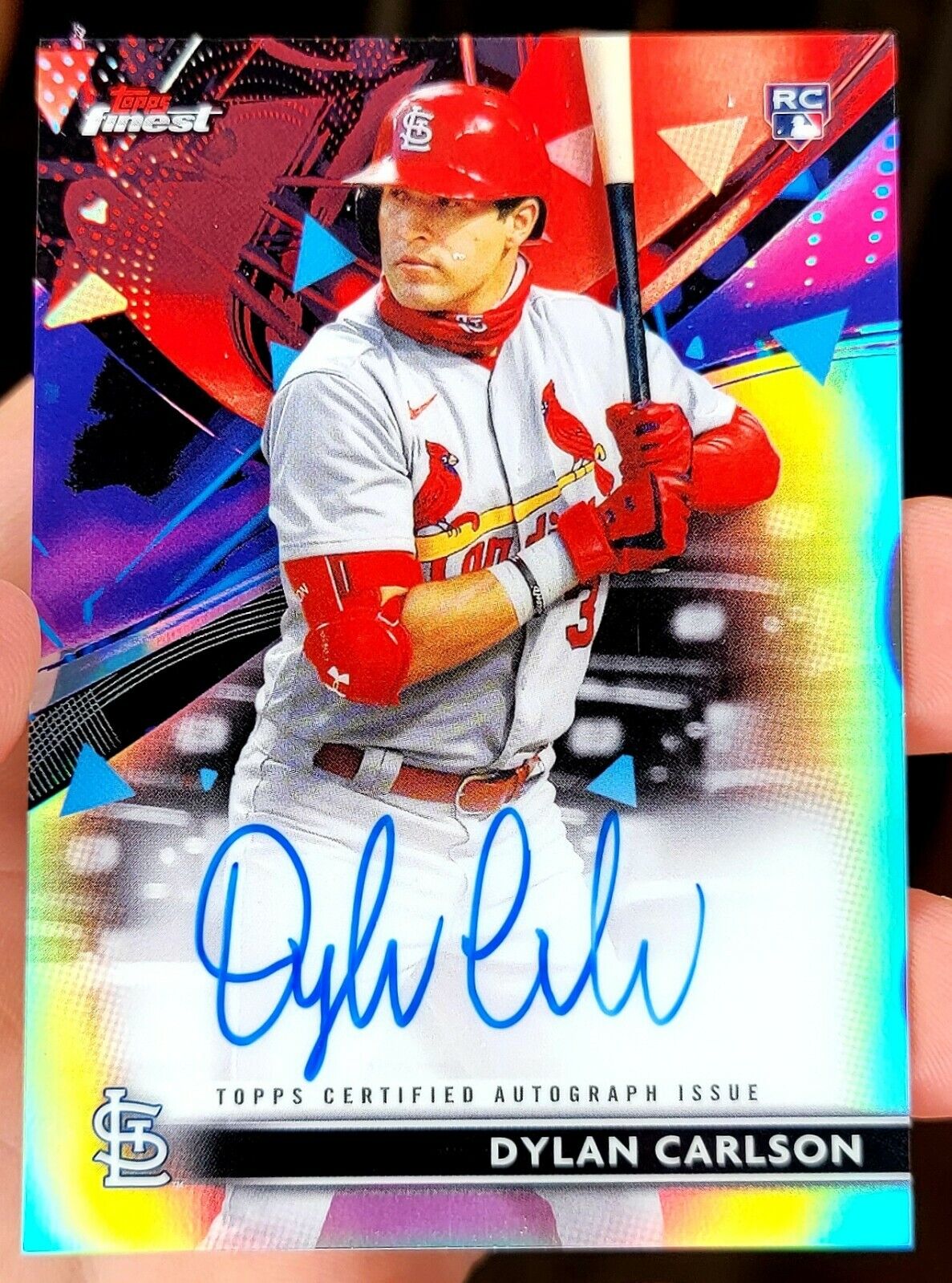 2021 TOPPS FINEST DYLAN CARLSON REFRACTOR ROOKIE AUTO FA-DC CARDINALS (B21)