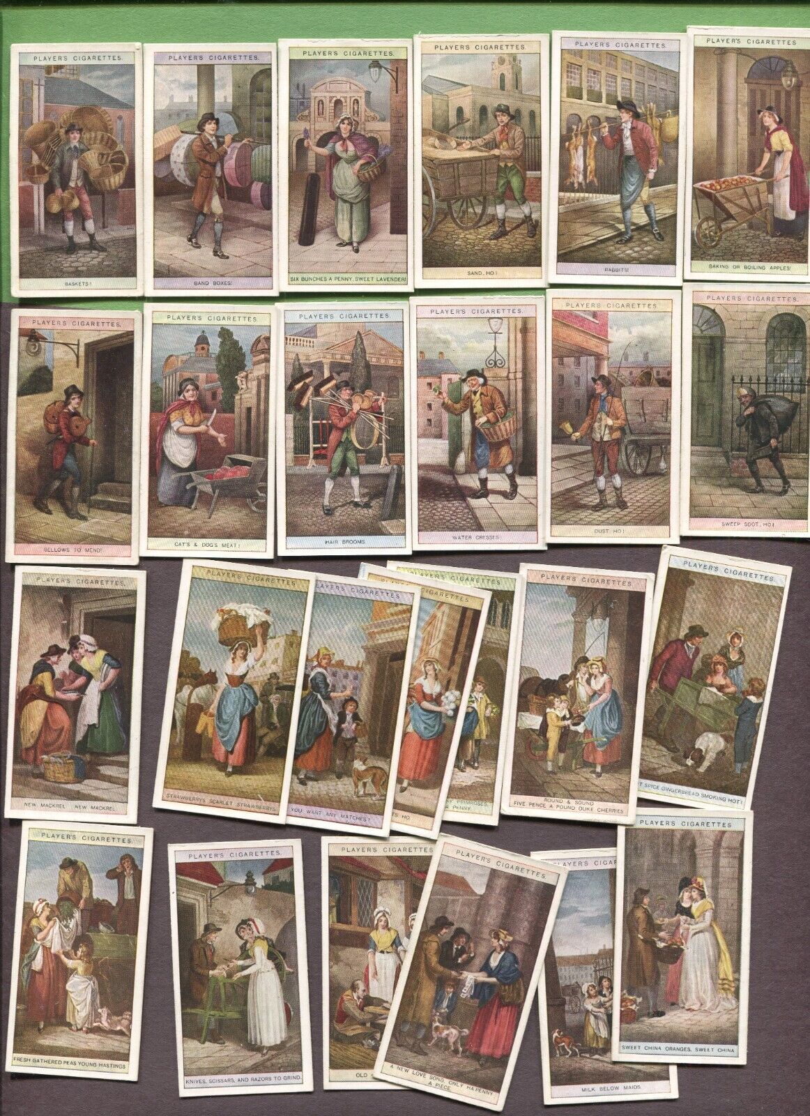 1913 JOHN PLAYER & SONS CIGARETTE CRIES OF LONDON 1ST SERIES 25 TOBACCO CARD SET