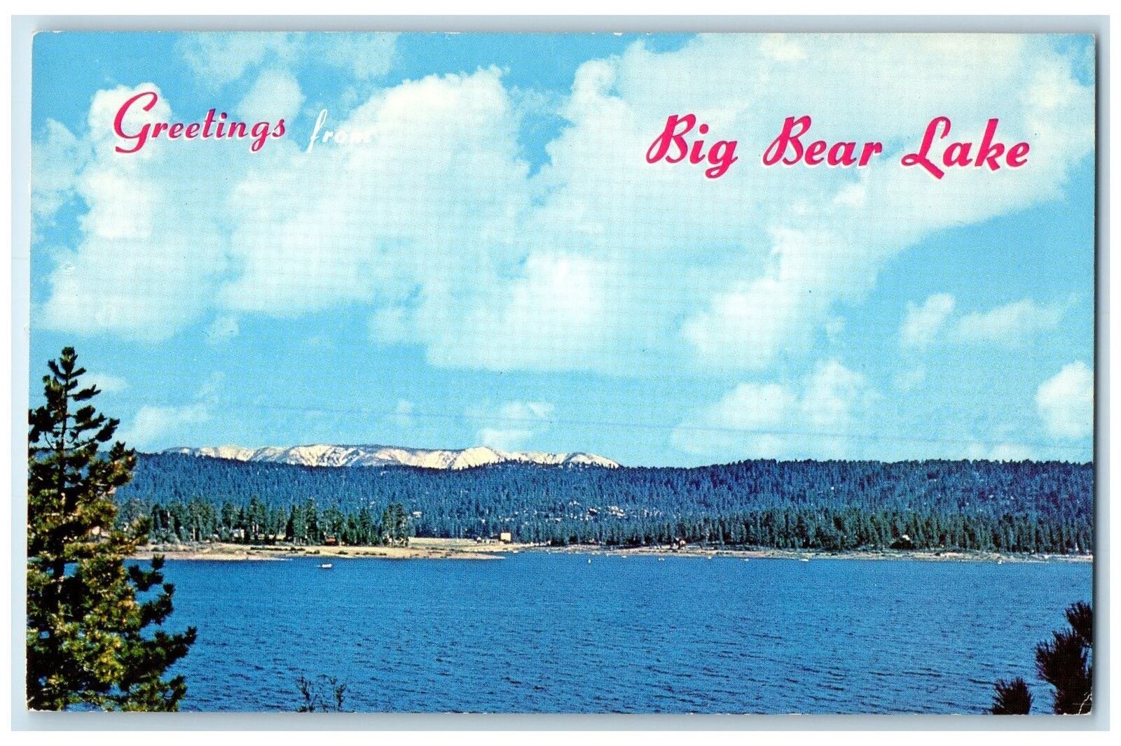 c1960\'s Greetings From Big Bear Lake Spectacular View California CA Postcard