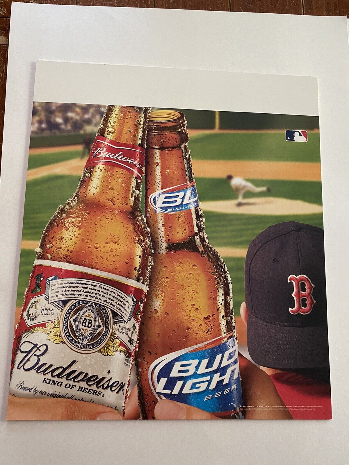 2008 Budweiser Boston Red Sox Store Advertising Poster Man Cave Bar 21x18