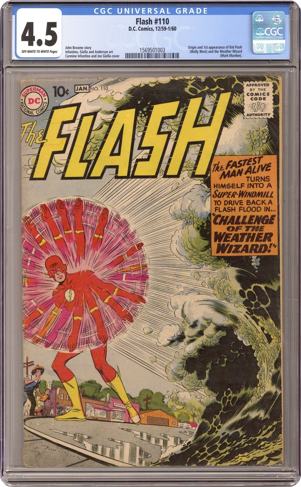 Flash #110 CGC 4.5 1959 1569501003 1st app. Kid Flash, Wizard
