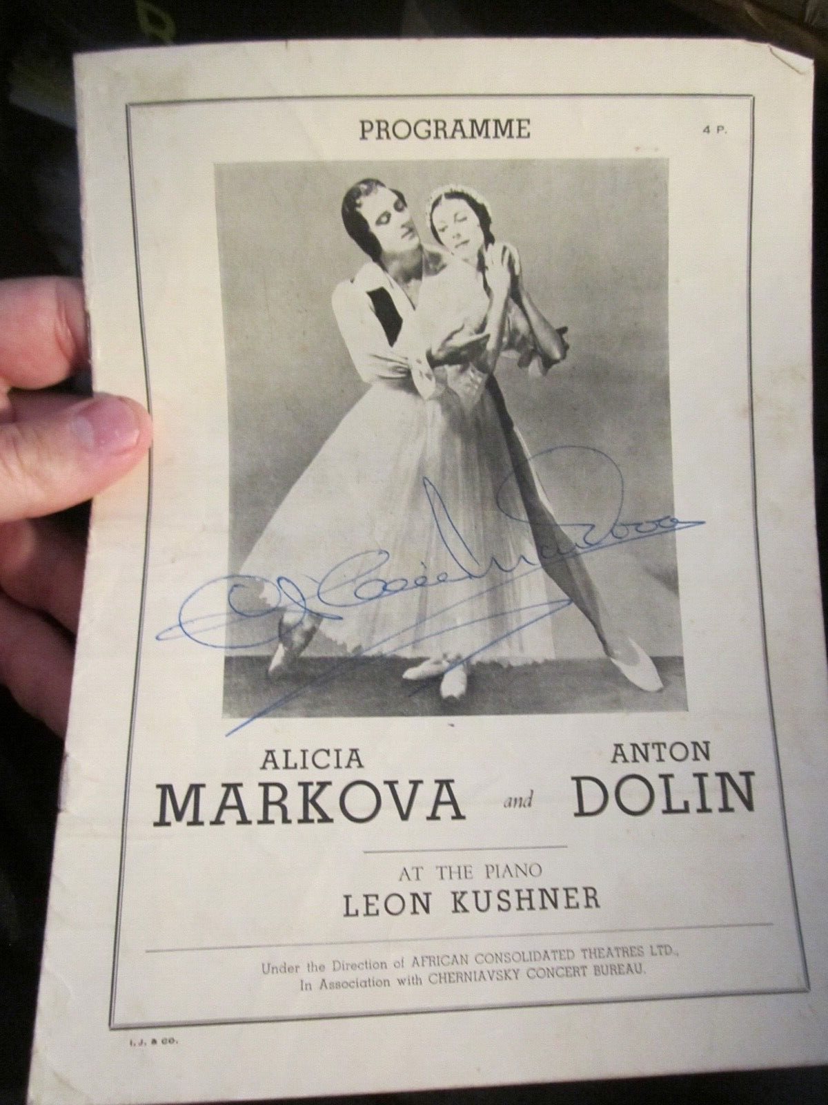 VINTAGE ALICIA MARKOVA AND ANTON DOLIN BALLET PROGRAM WITH AUTOGRAPH - BBA-41