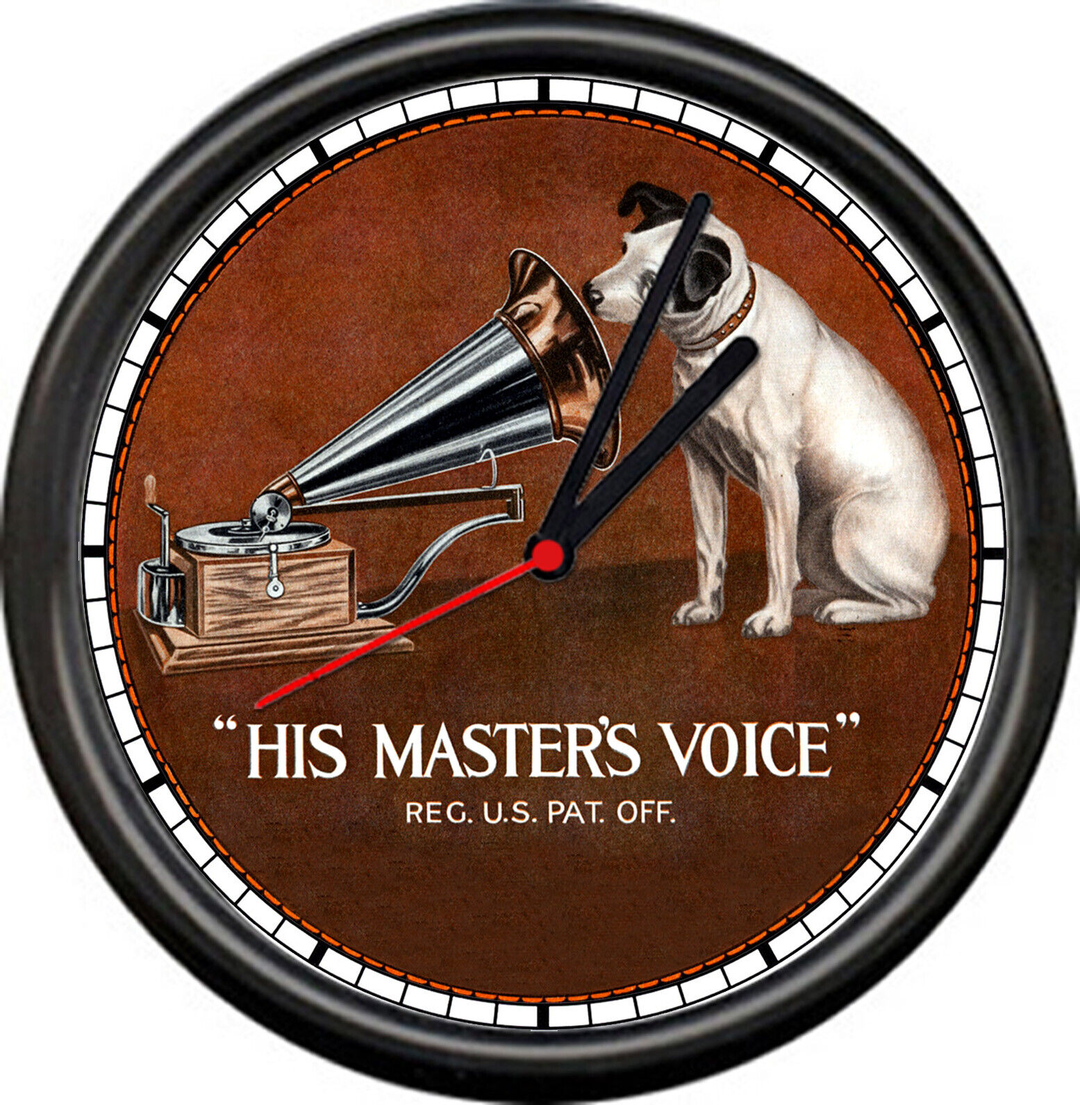 RCA His Master's Voice Victrola Nipper Dog Phonograph Gramophone Sign Wall Clock