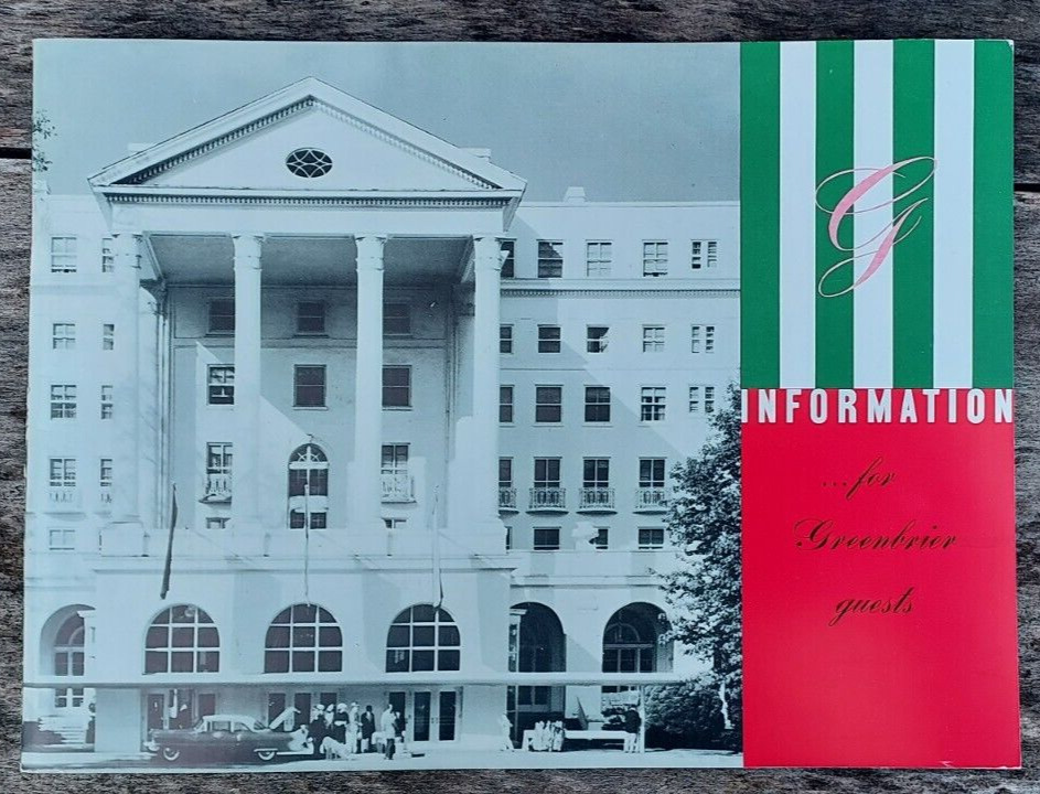 1957 Guest Information Book Greenbrier Resort White Sulphur Springs WV Hotel