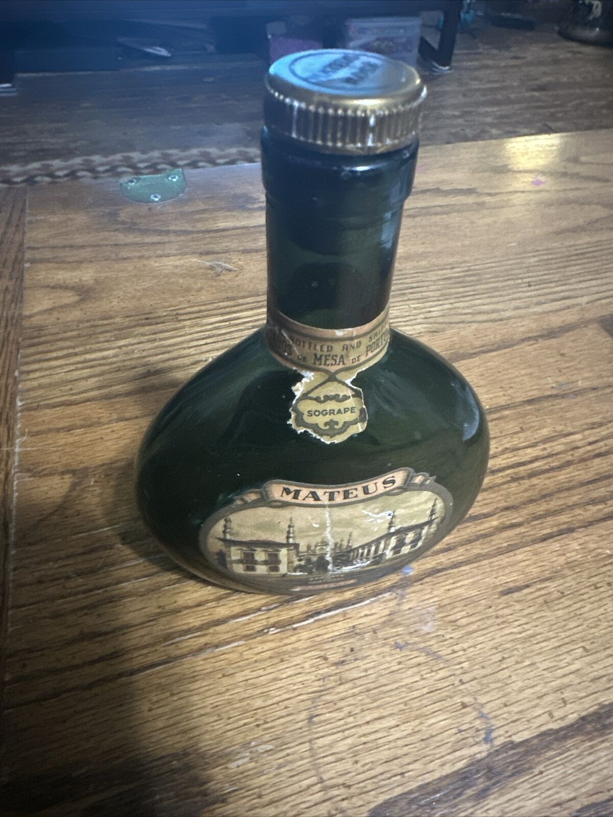 Vintage Mateus Rose Still Wine Green Glass Bottle w/ Cork Portugal Sogrape EMPTY