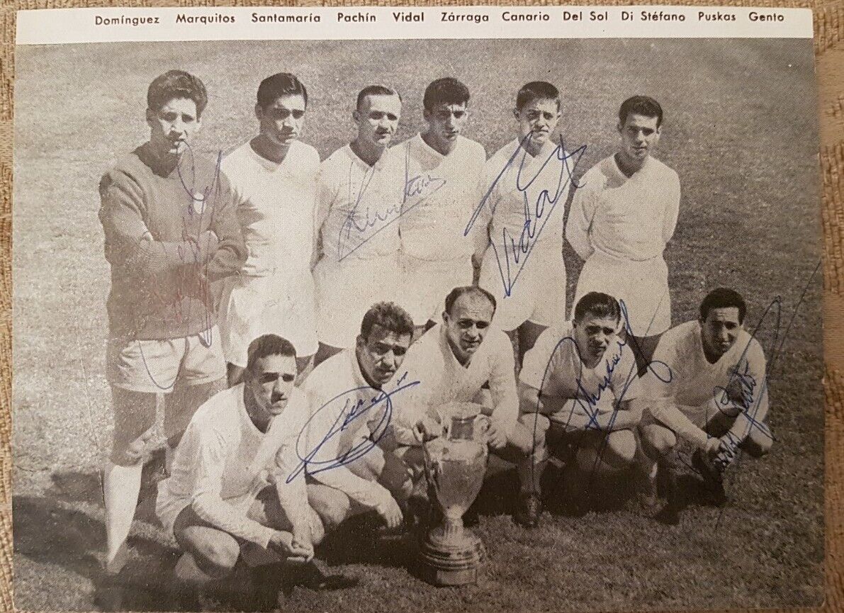 Real Madrid 1959-60 European Cup Winners: 6 signed incl Puskas & Gento AFTAL COA