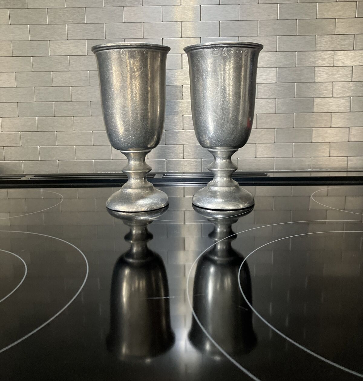 Set of 2 Vintage Wilton Armetale Goblets 7” Made in PA USA wine beer tavern 12oz