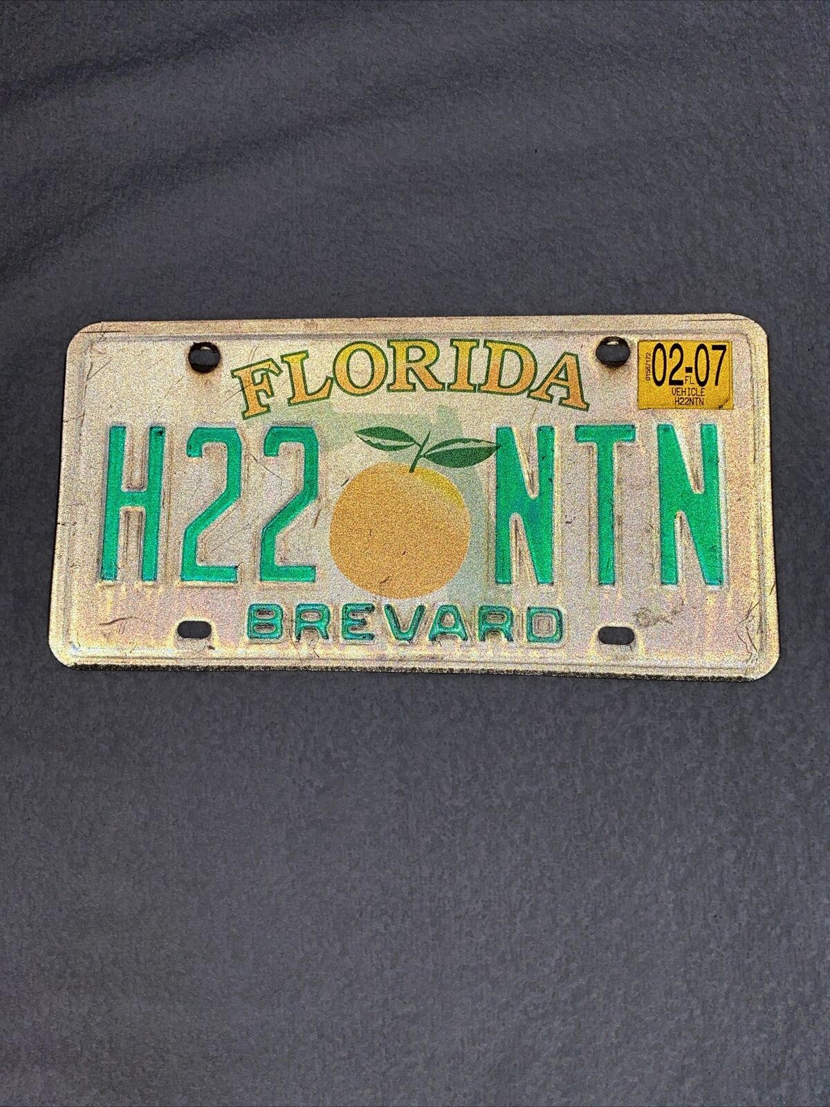 2007 Florida Brevard County Collectible License Plate State Fruit Orange Tag