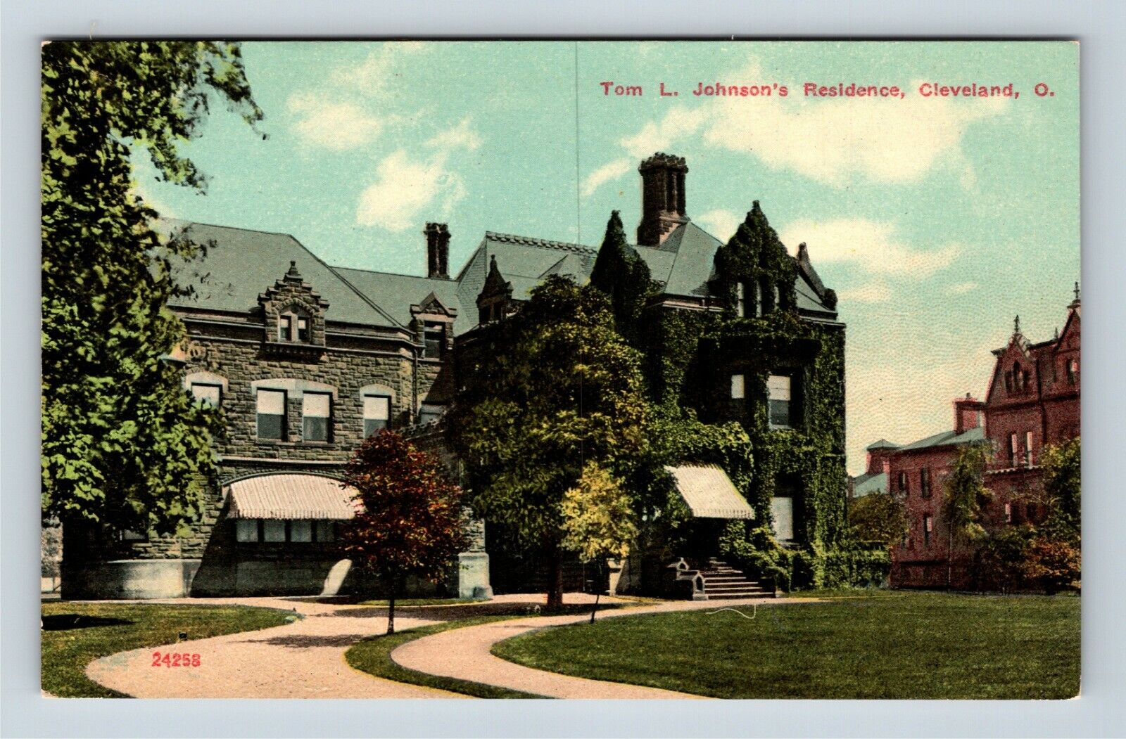 Cleveland OH, Johnson Residence, Mansion, Street View, Ohio Vintage Postcard