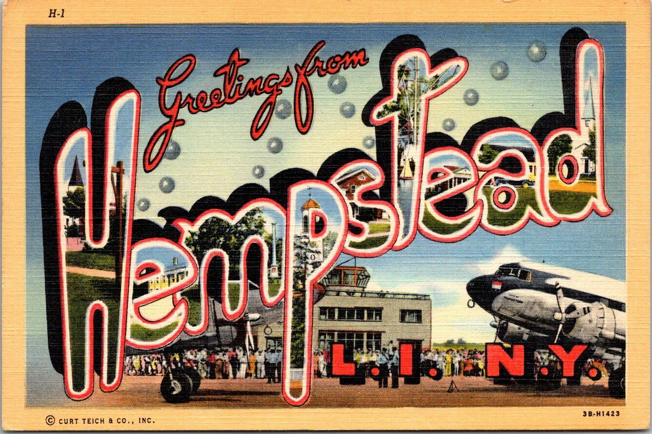 Vintage PPC - Greetings from Hempstead, L.I., NY - F17144