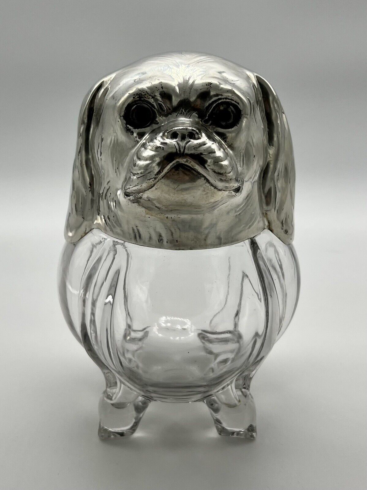 Rare Silverplate Dog Ice Bucket Jar French, circa 1920-1925 Glows