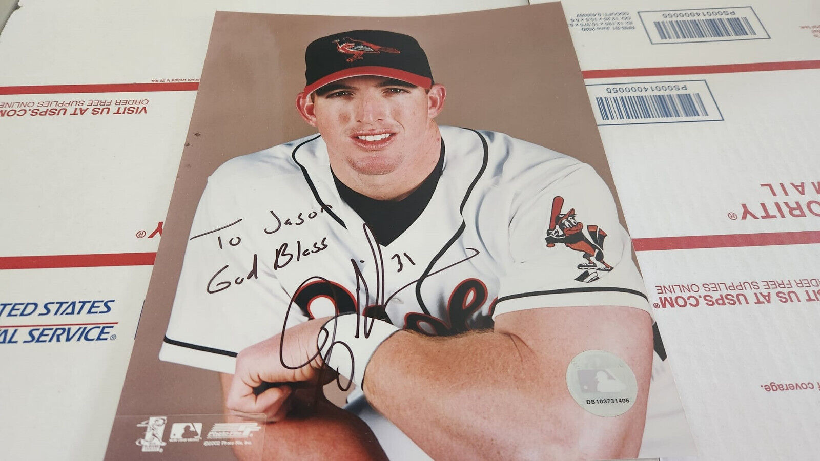 Jay Gibbons Signed TO JASON 8x10 Photo Baseball Autograph Orioles Sports 2002