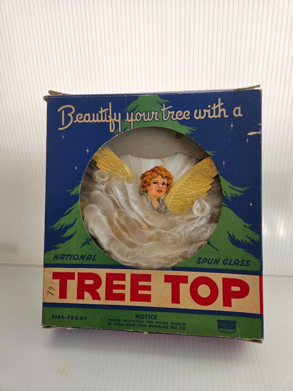 Rare Vintage Tinsel Cotton Spun Glass Angel Hair Christmas Tree Topper Paper