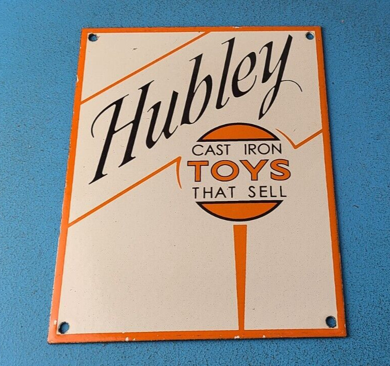 Vintage Hubley Cast Iron Toys Sign - Porcelain Advertisement Gas Oil Pump Sign