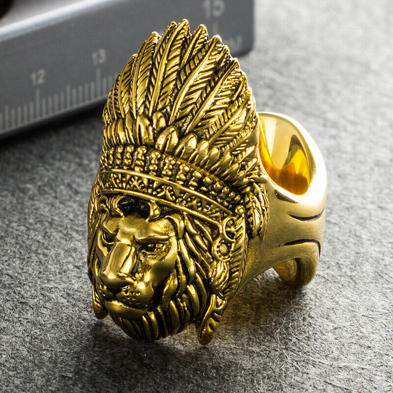 Vintage White Copper Lion Head Gold  Pocket Ring Cigar Holder Portable Travel