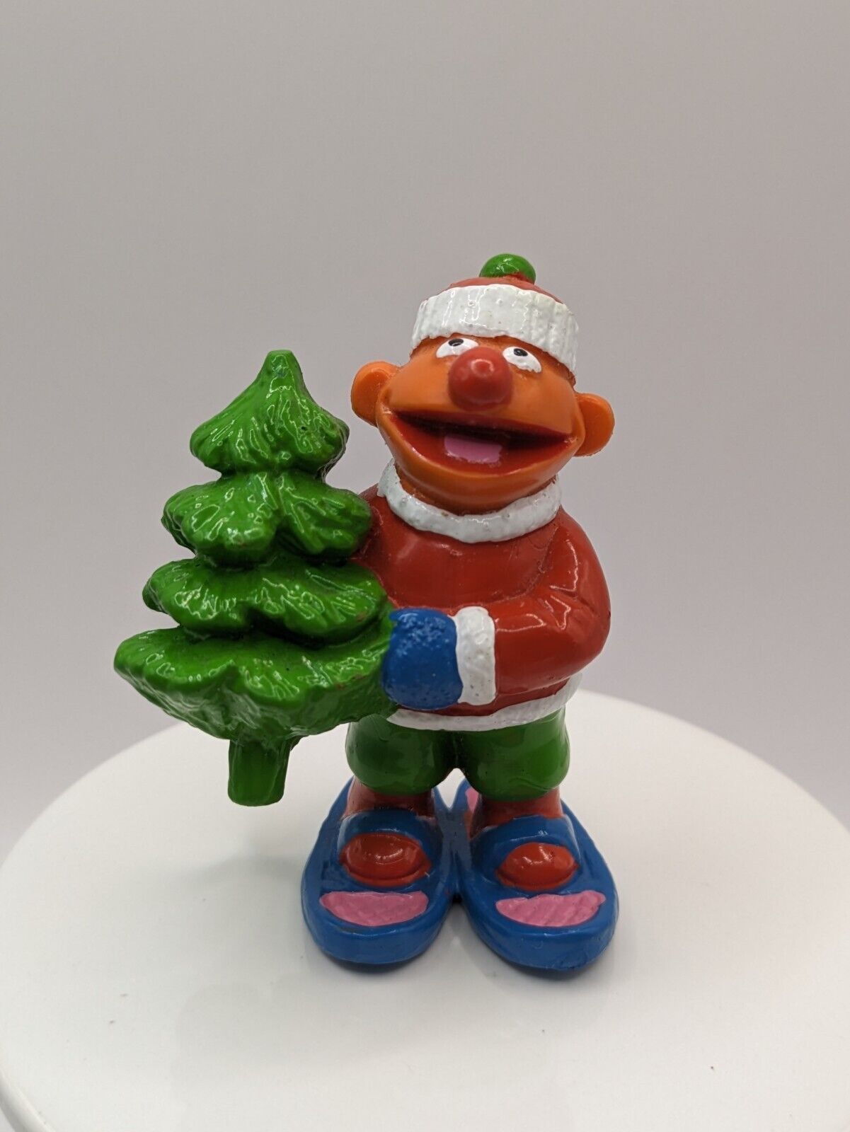 Muppets Sesame Street Ernie Figurine Holding Christmas Tree Cake Topper 3 Inches