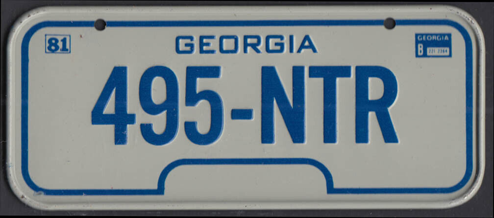 Post cereal miniature metal bicycle license plate Georgia 1981 495-NTR