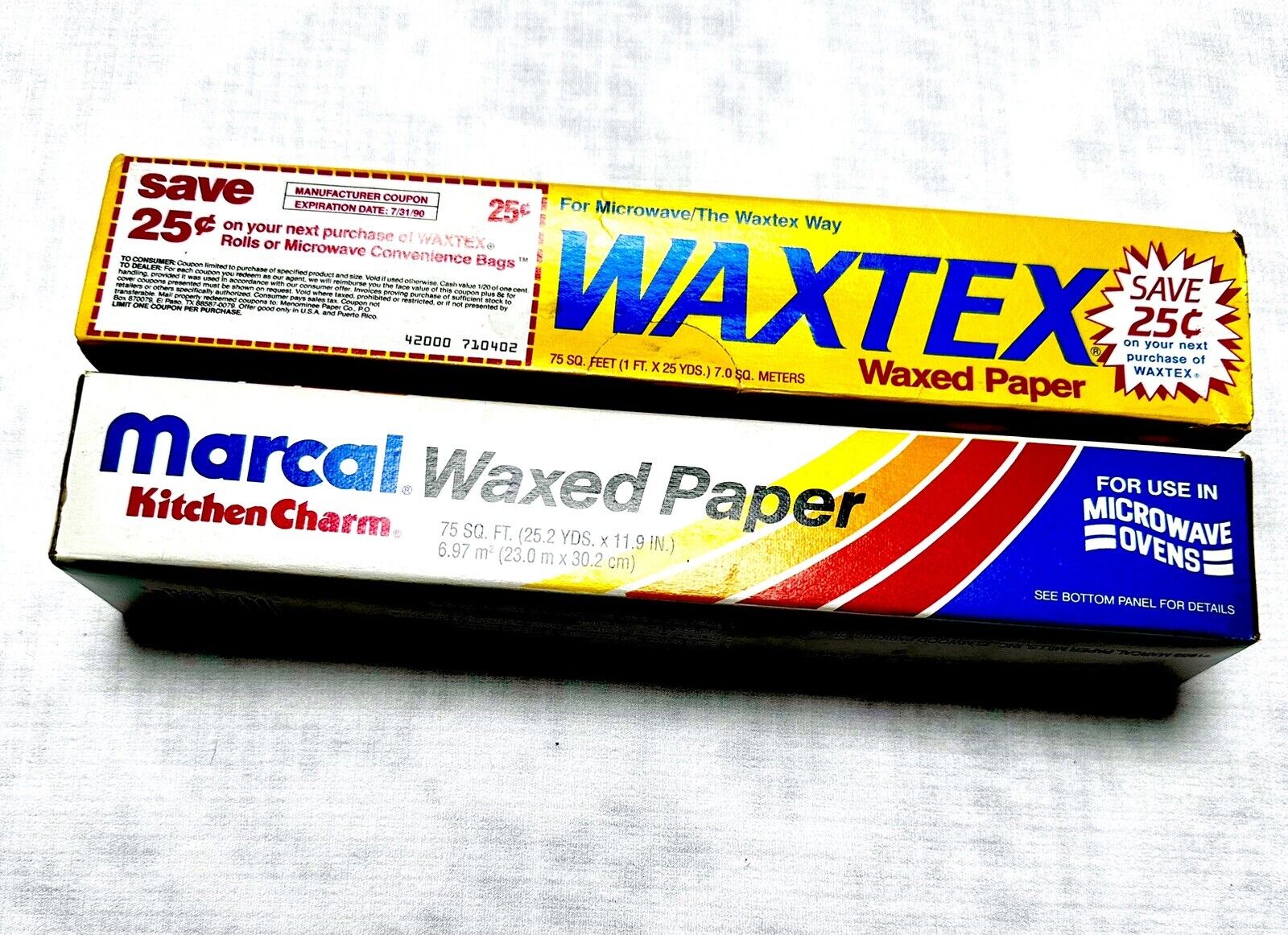 2 Vintage NOS 1980\'s WAXTEX/MARCAL Waxed Paper in Box : Oven Cook Bake Decor