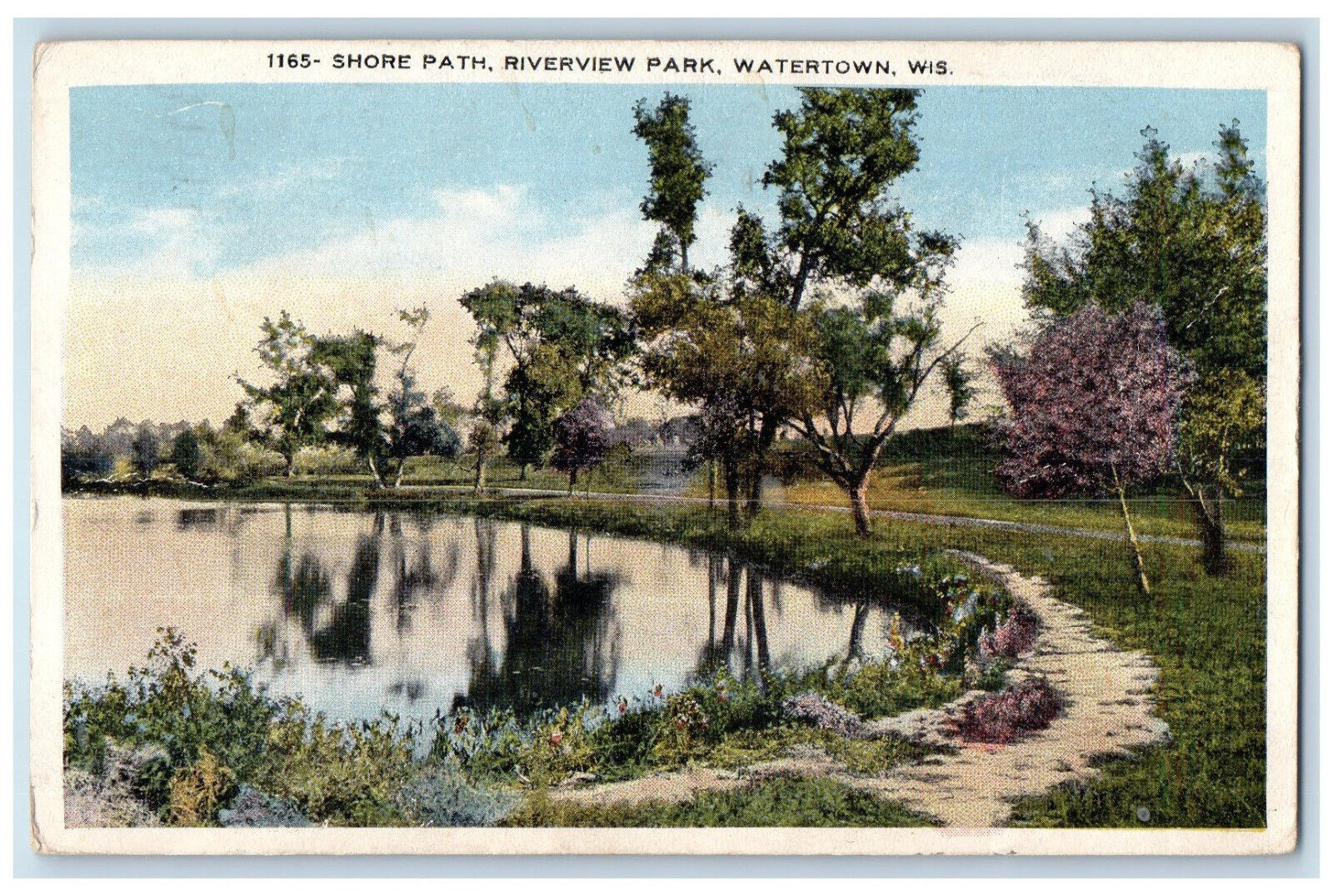 1919 Shore Path, Riverview Park, Watertown Wisconsin WI Antique Postcard