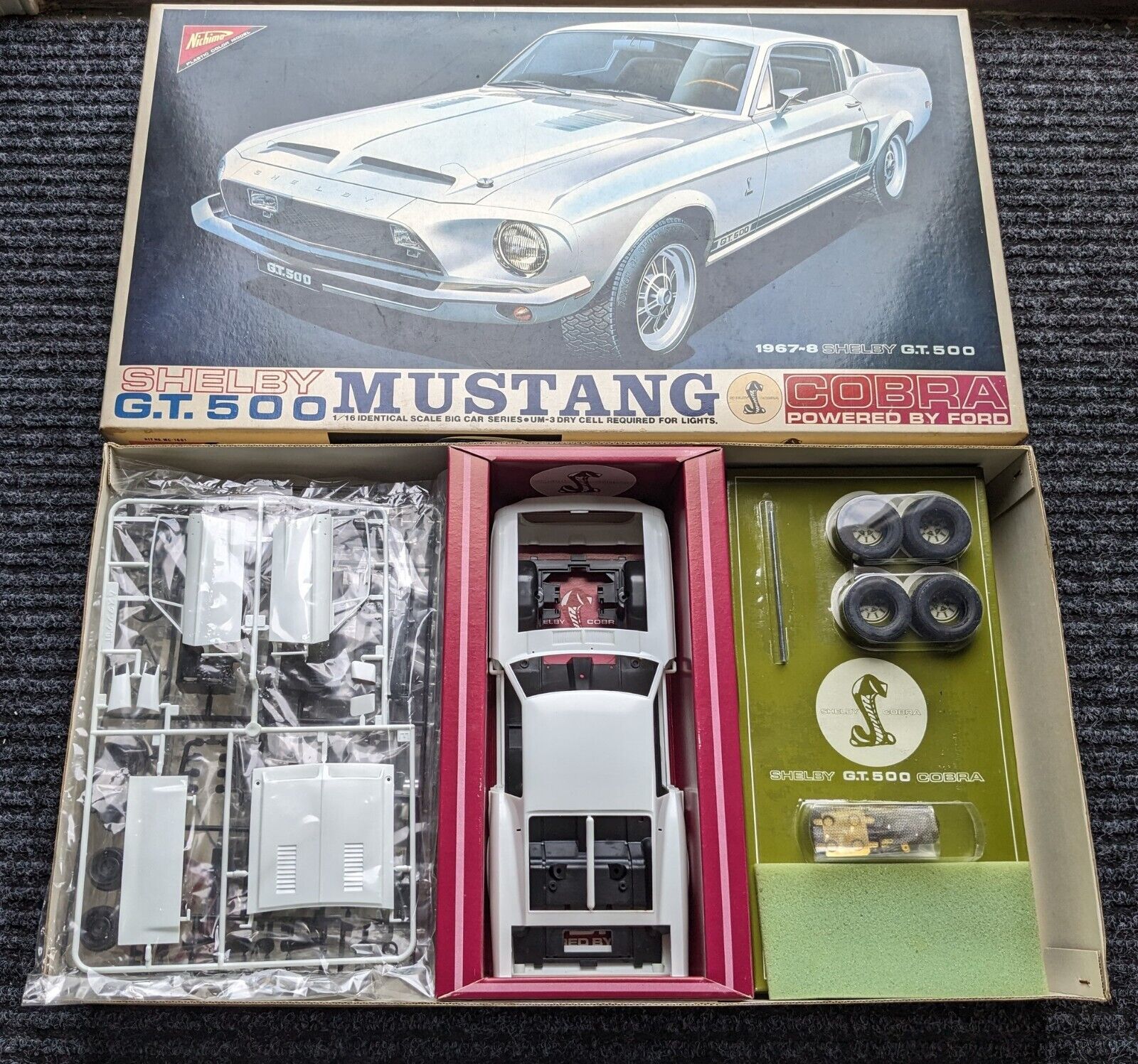 NICHIMO Shelby Cobra Mustang G.T. 500 Big 1:16 Scale Model Kit  Mint in Box
