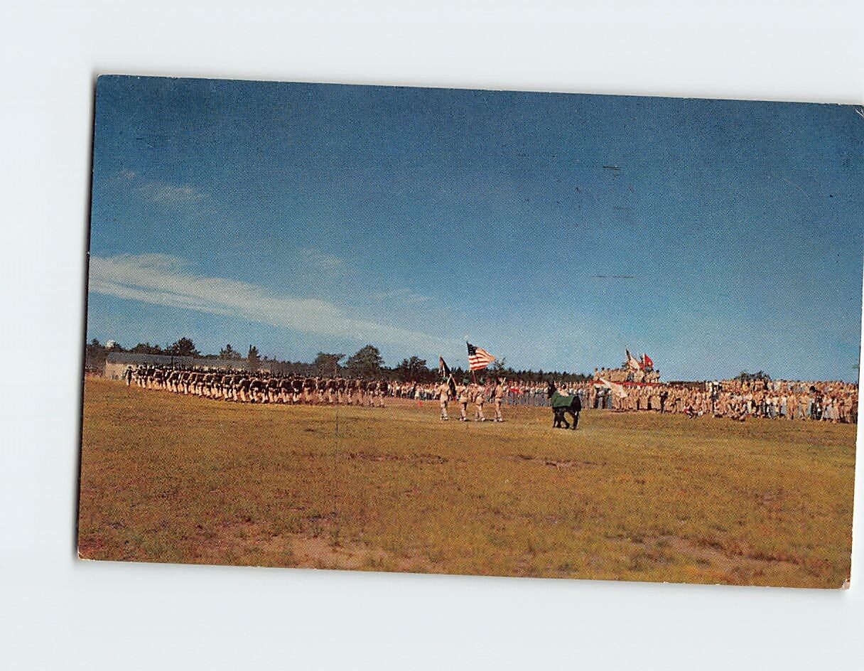 Postcard Troops Passing in Review Camp Drum New York USA