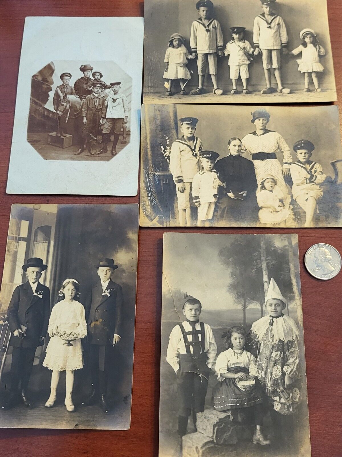 1914-1916 RPPC Original German HUELB Family Photos Cologne Prussia WWI Navy Kids