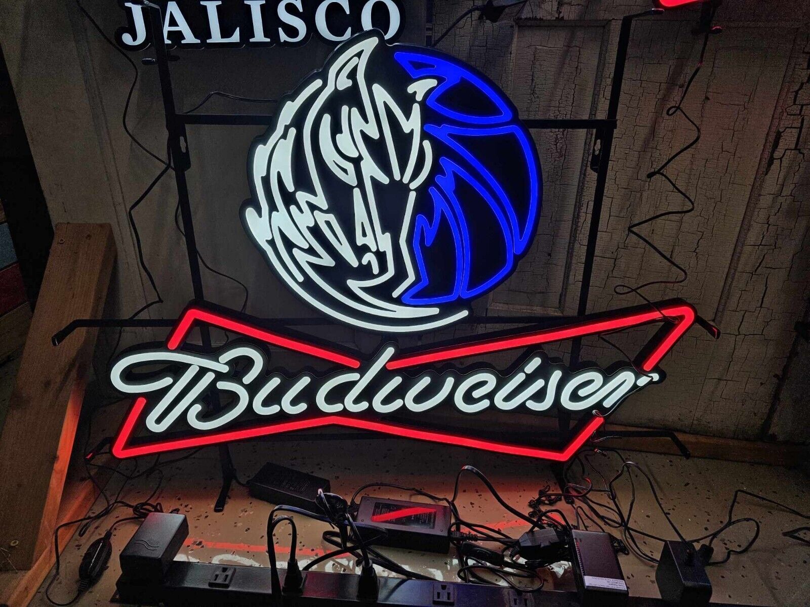 Budweiser Beer Dallas Mavericks Nba Basketball Led Light Up Bar Sign 3x3 New