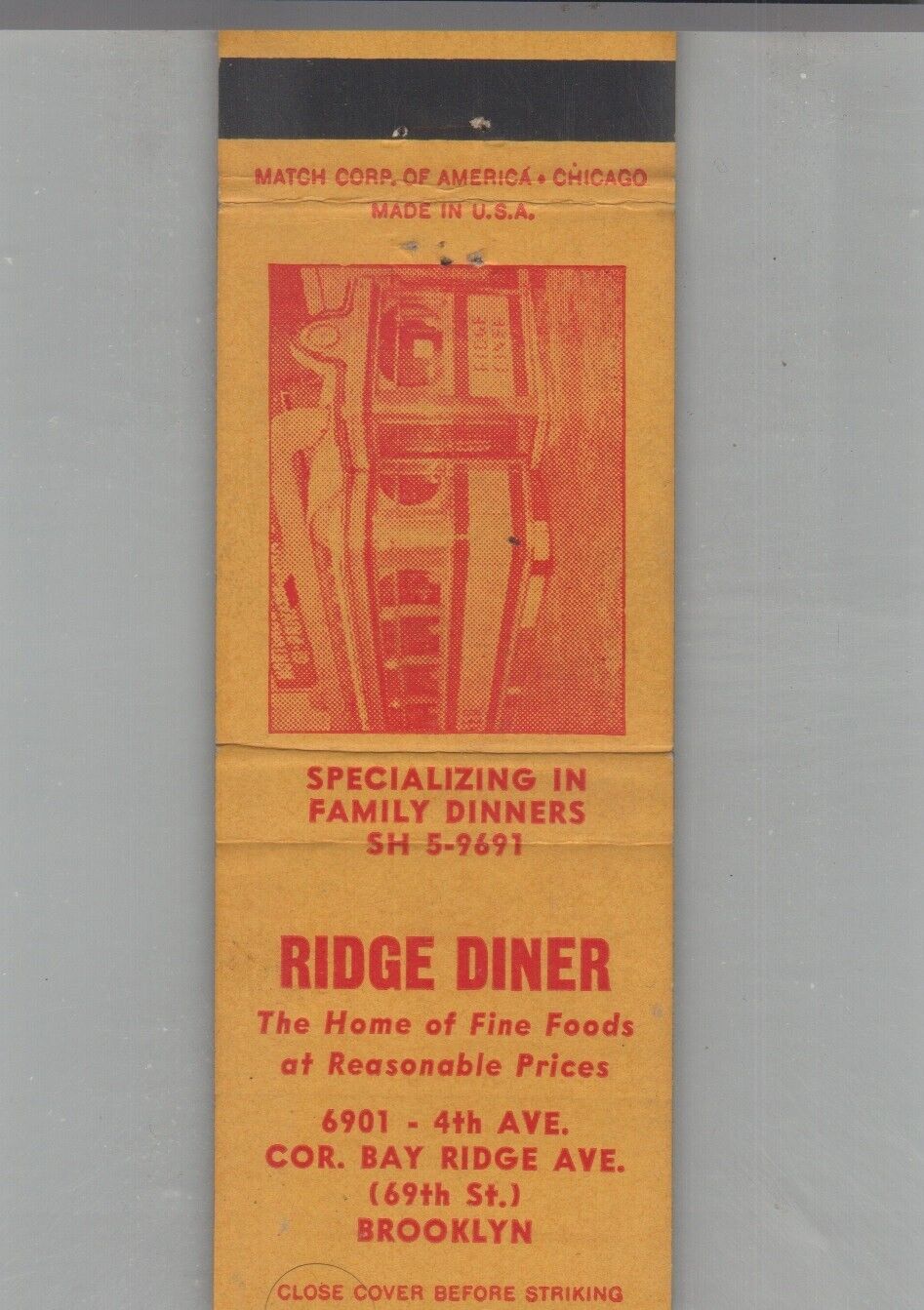 Matchbook Cover - Diner Ridge Diner Brooklyn, NY