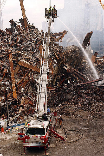 FDNY LADDER TRUCK EXTINGUISHING FIRES 9/11 8x12 GLOSSY PHOTO PRINT