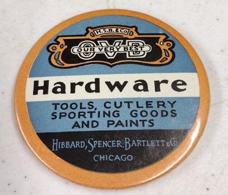 Vintage HSB & Co Hibbard Spencer Bartlett OVB Chicago Celluloid Pocket Mirror