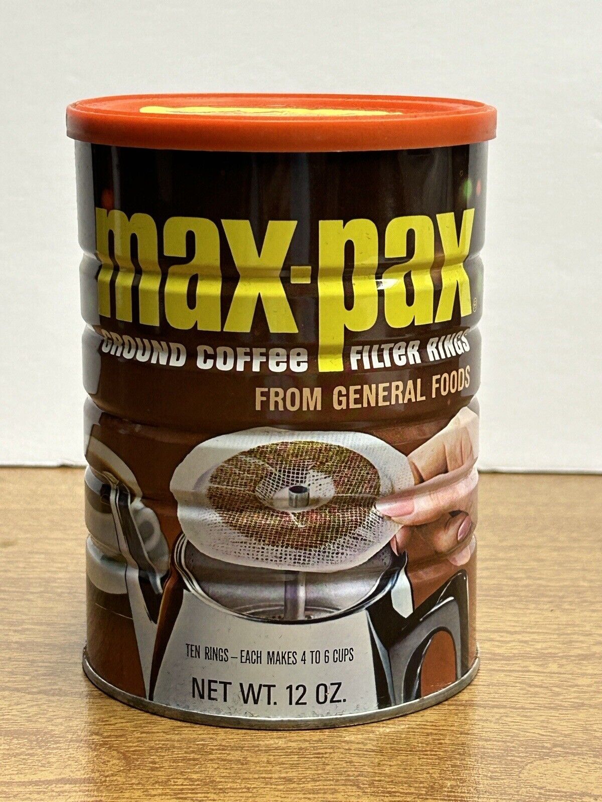 Vintage Coffee Tin Unopened Max-Pax 1970s NOS Full Prop