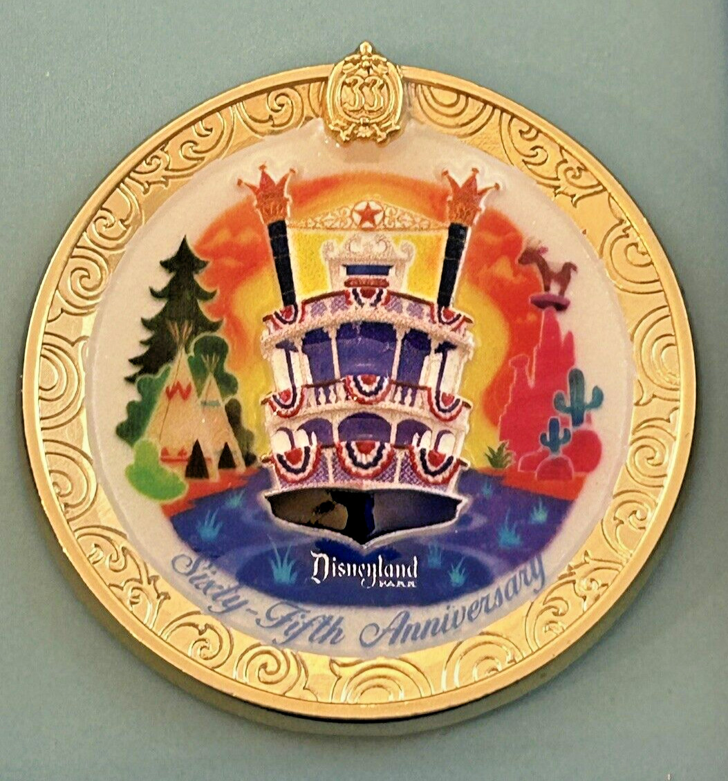 Disneyland Club 33 MARK TWAIN RIVERBOAT Charger Plate Pin 65th Anniversary NIB