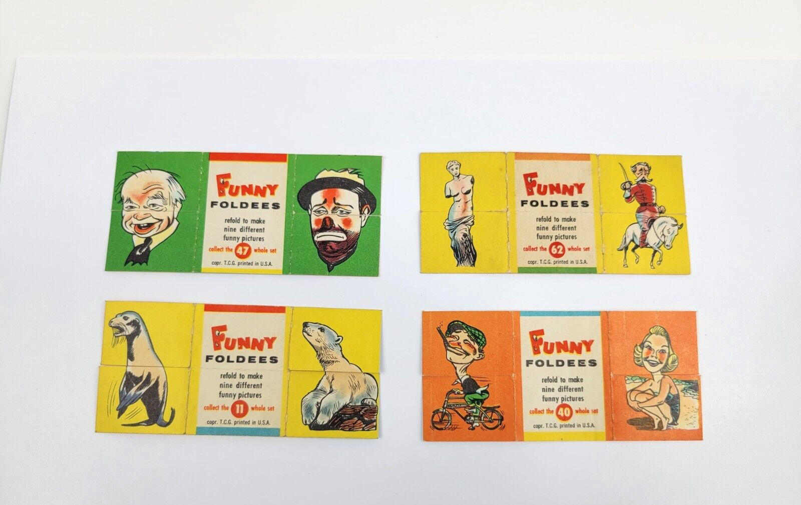 Vintage 1949-55 Topps Funny Foldees Lot of 4