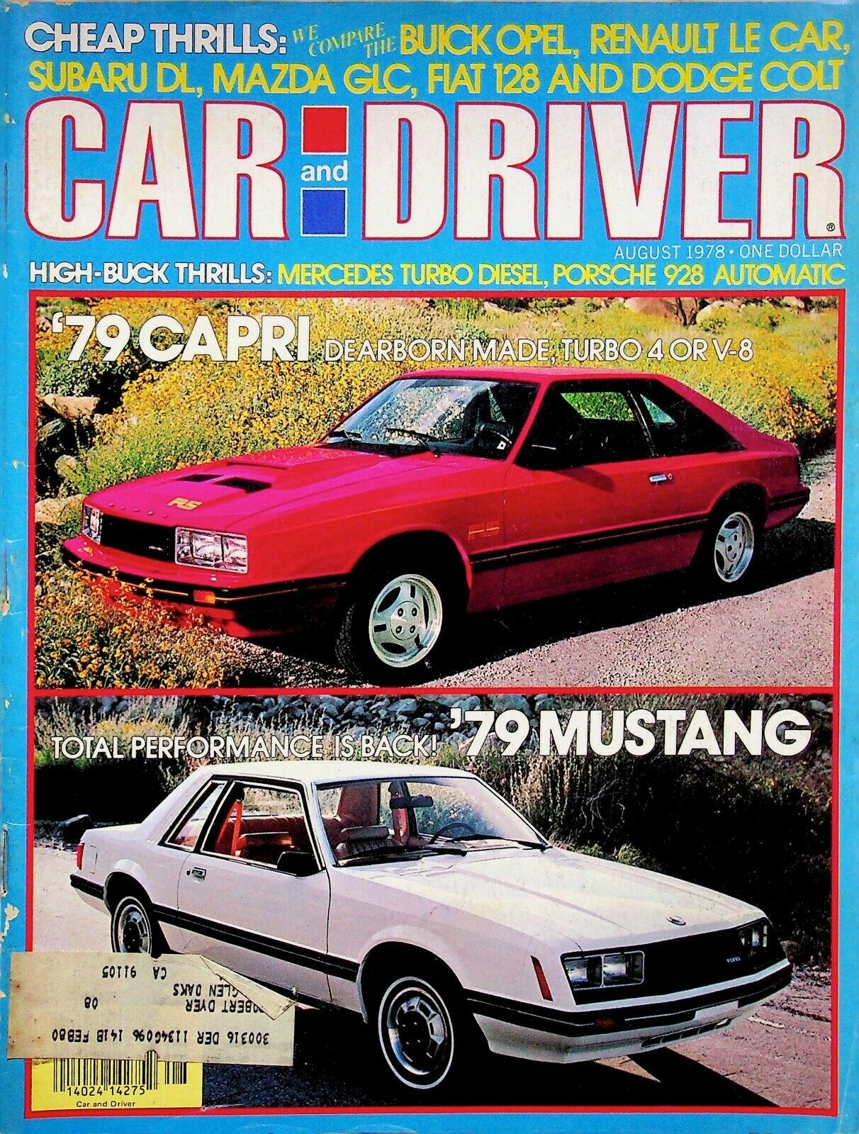 VINTAGE 1979 CAPRI DE APSORN TURBO  - ROAD AND DRIVER, VOLUME 24 # 2 AUG 1978