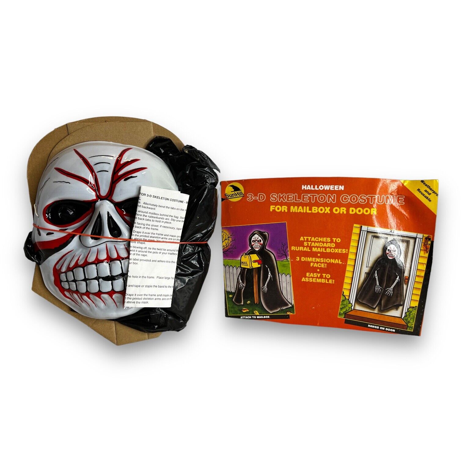 3D Skeleton Costume Mailbox Or Door Halloween Decor Vintage 1990’s New Old Stock