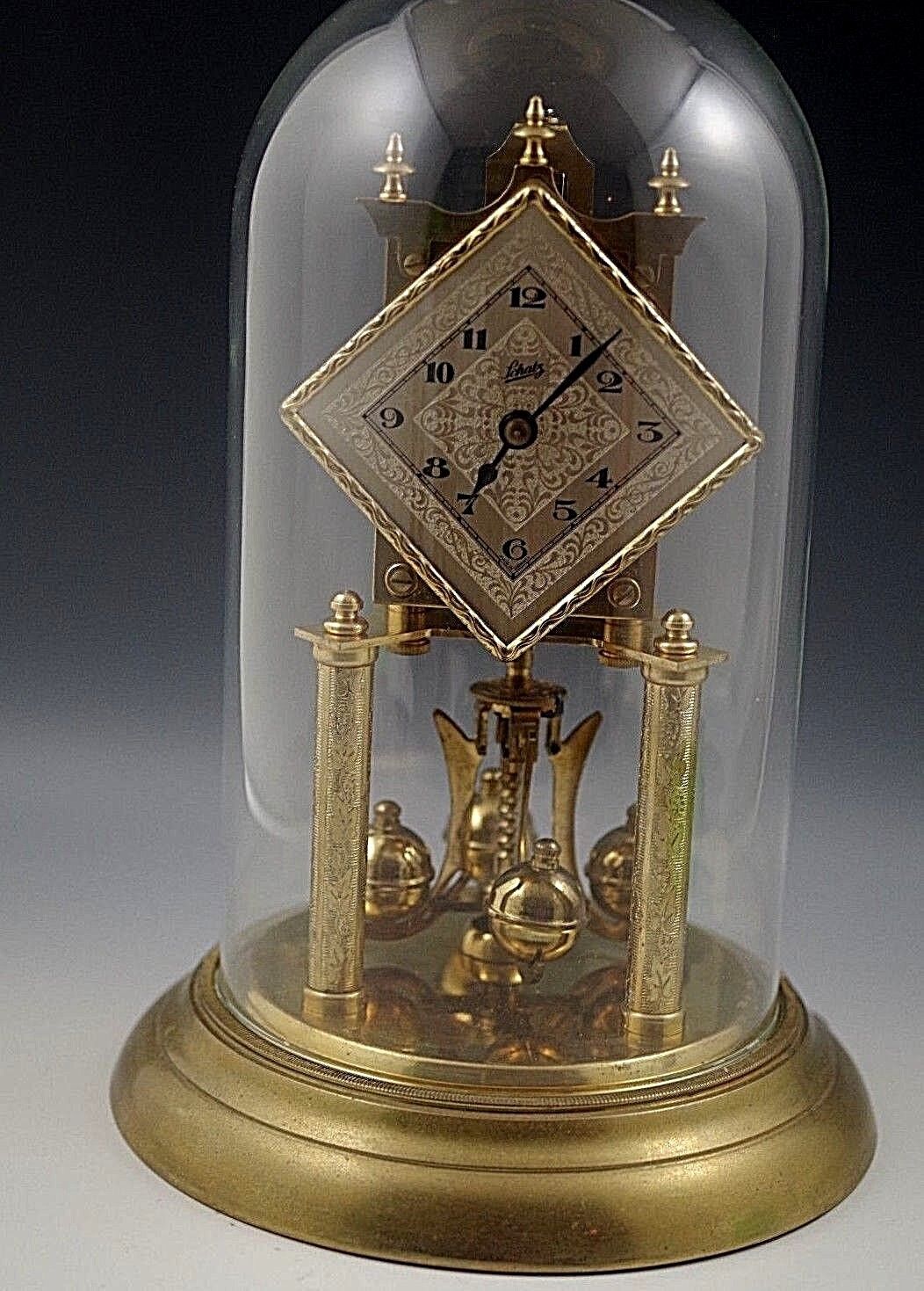 SCHATZ ORIGINAL CLOCK DIAMOND FACE GLASS DOME SEPTEMBER 1954 GERMANY WORKING