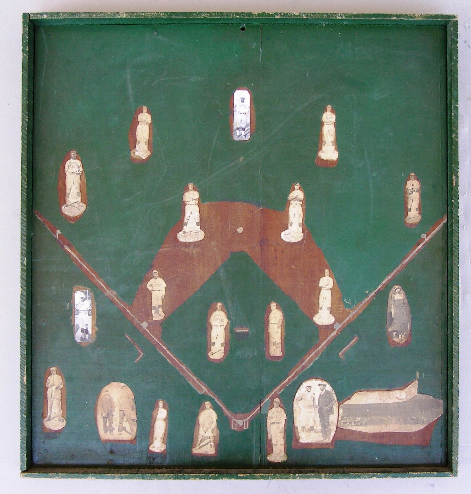 1924 Folk Art: Baseball Diamond w/players.  Oakland Pierce Giants, Negro Leagues
