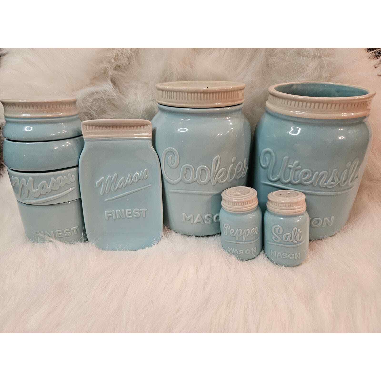 World Market Blue Farmhouse Mason Jar Kitchen Set