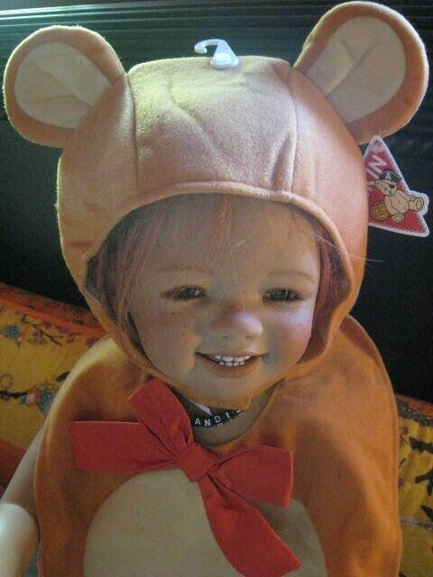 Halloween Costume - TAN BEAR - Baby BIB n HAT Costume - fits Himstedt Doll