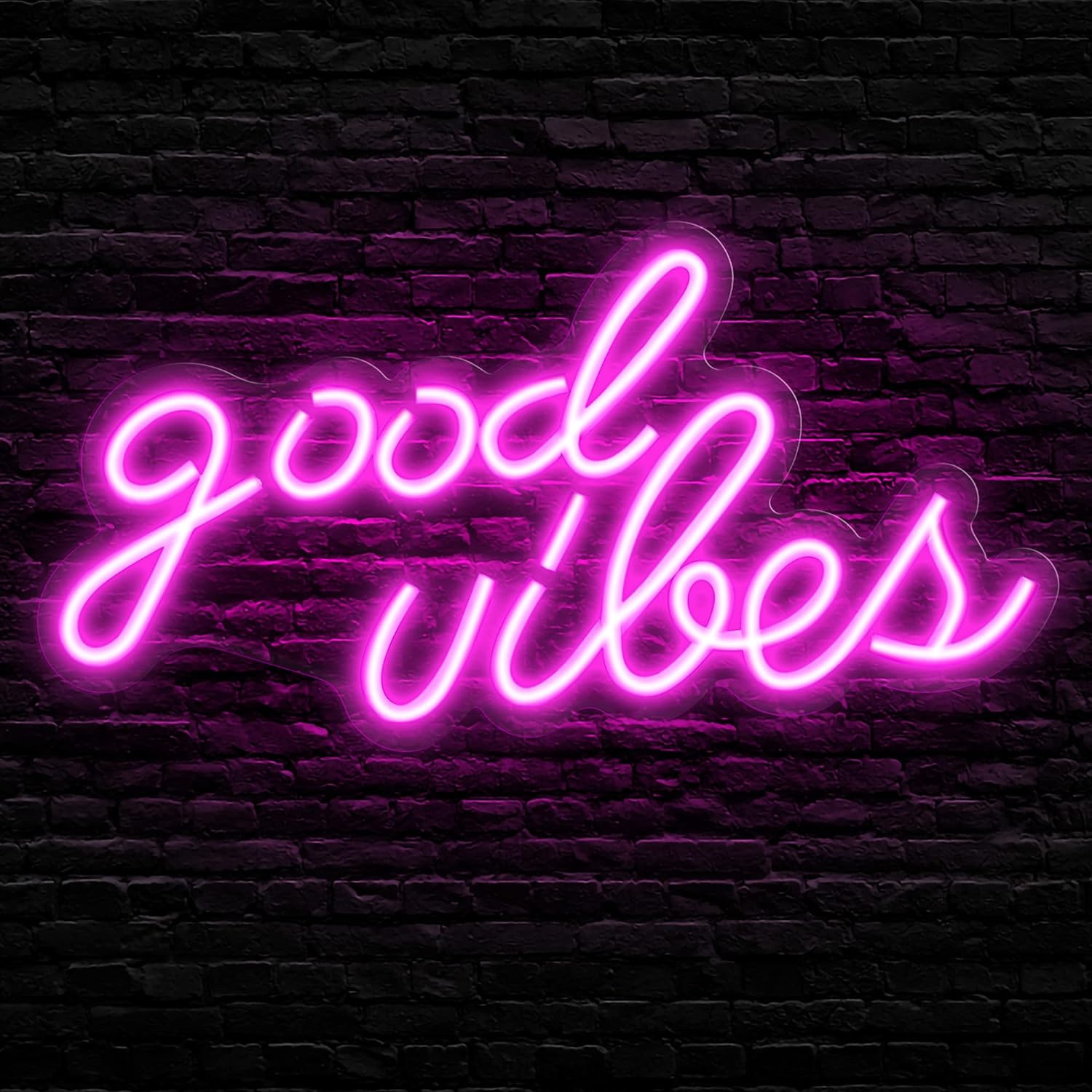 Pink Good Vibes Neon Sign - Neon Lights for Bedroom, LED Neon Signs for Wall Dec