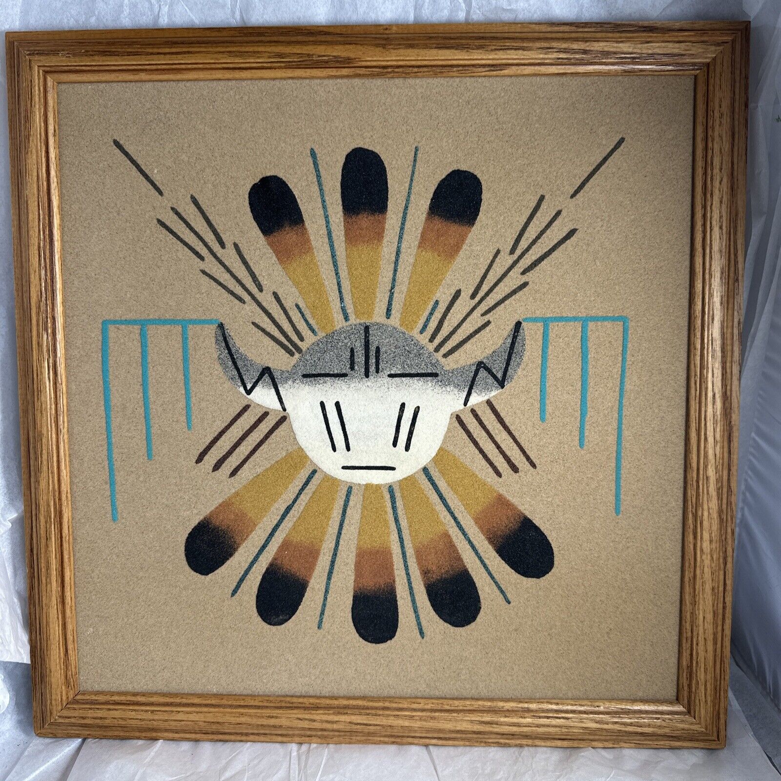 13.5 x 13.5” Navajo SUN sand painting
