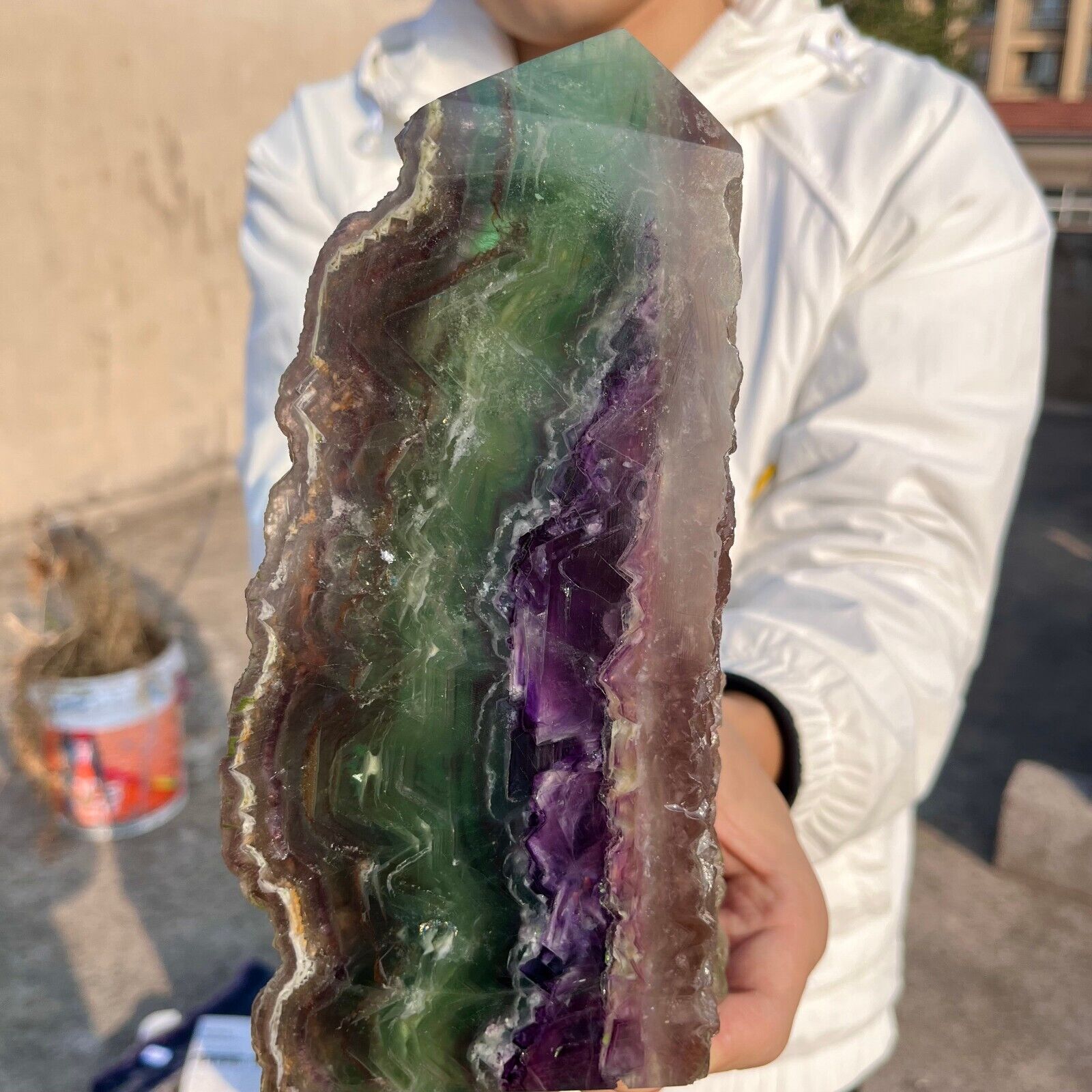 4.52lb HUGE Natural beautiful Rainbow Fluorite Crystal Rough stone specimens