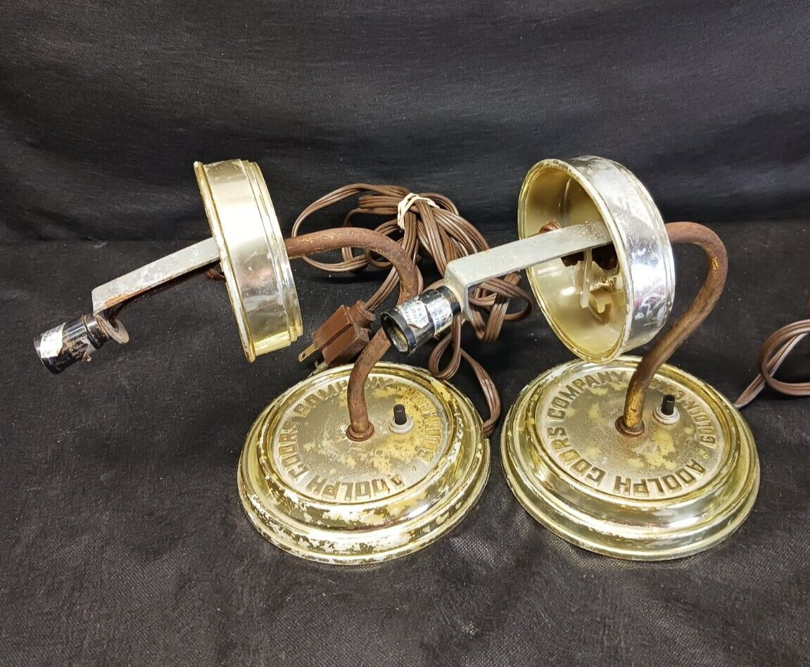 Vintage ADOLPH COORS COMPANY Golden Cold Table Lamps Set (Both Work)
