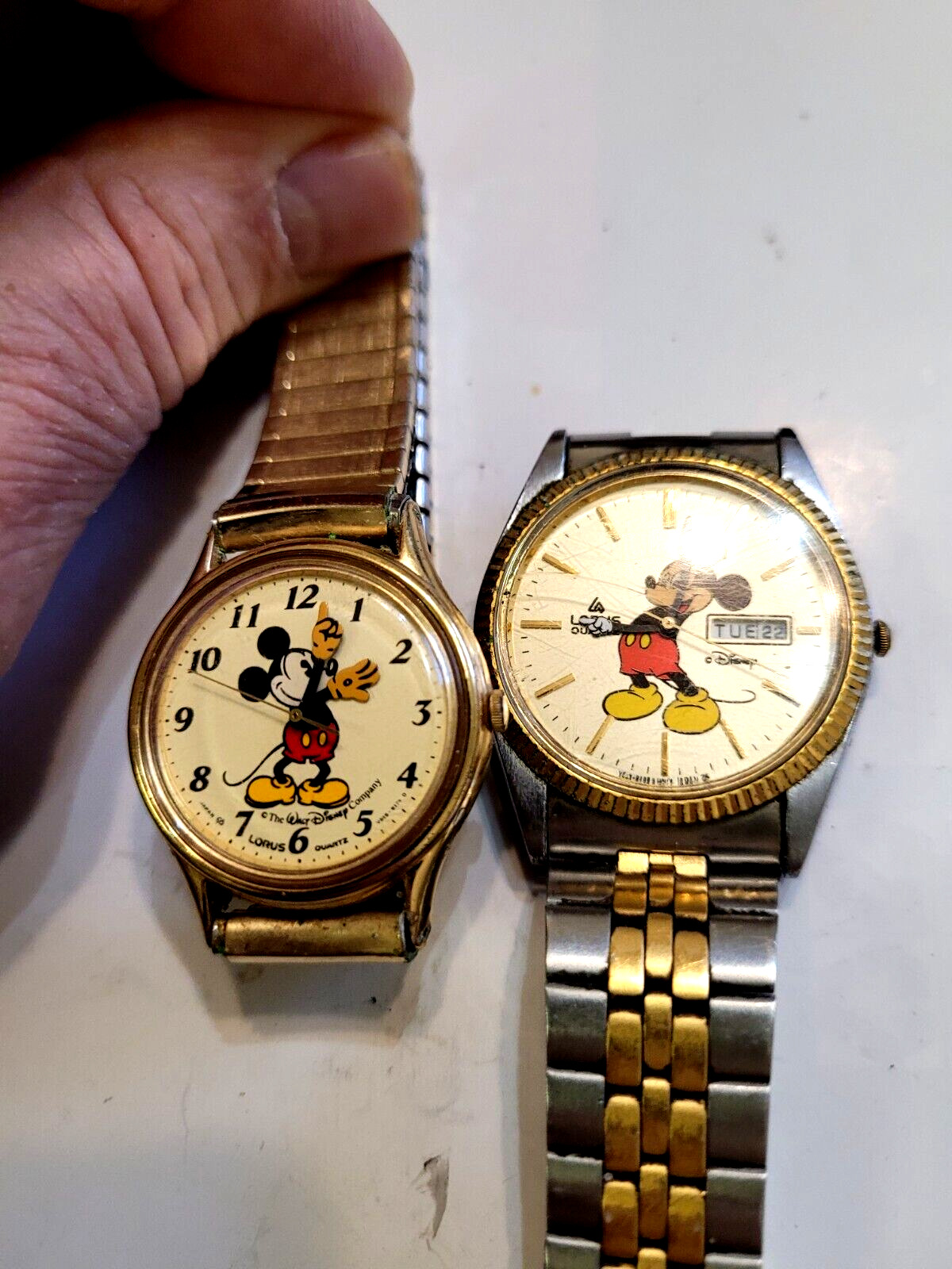 Vintage Lorus Disney Mickey Mouse Quartz Watches, Day-date   LOT OF 2