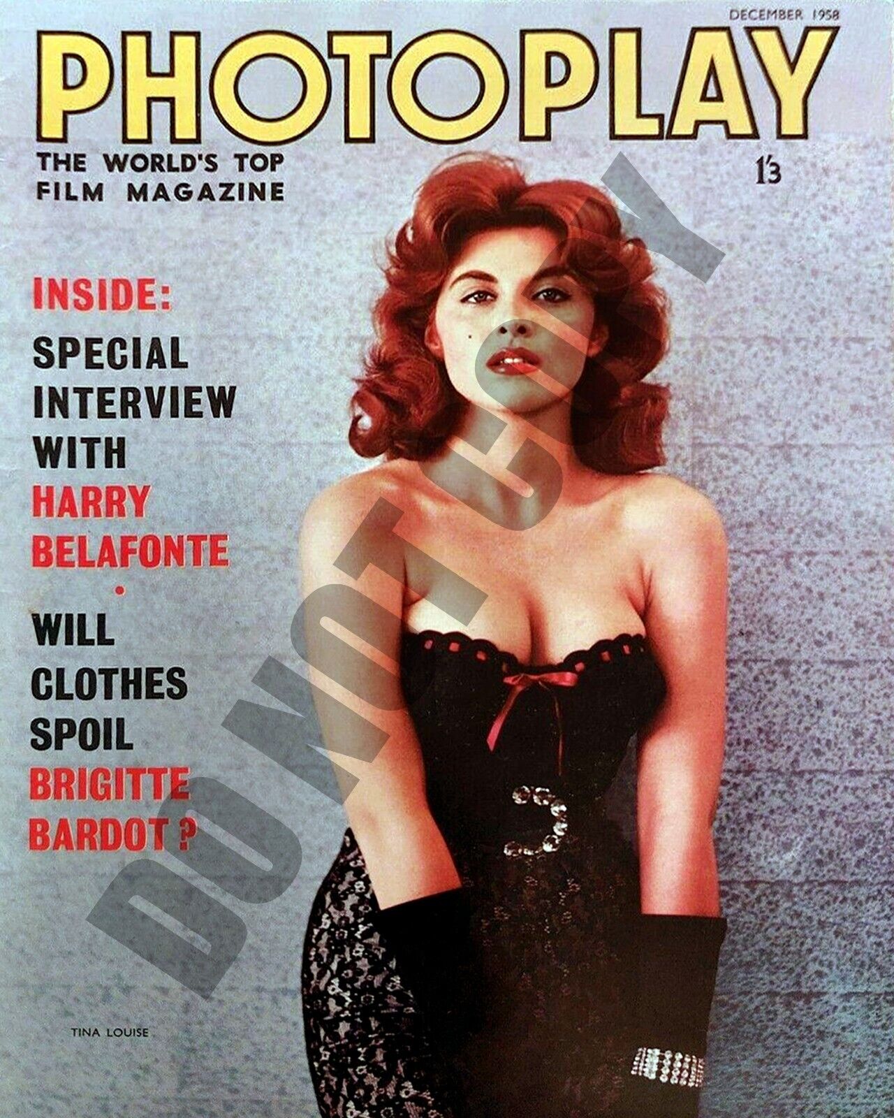 DECEMBER 1958 PHOTOPLAY Magazine Tina Louise Pin-Up Cheesecake 8x10 Photo RARE